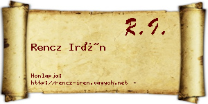 Rencz Irén névjegykártya